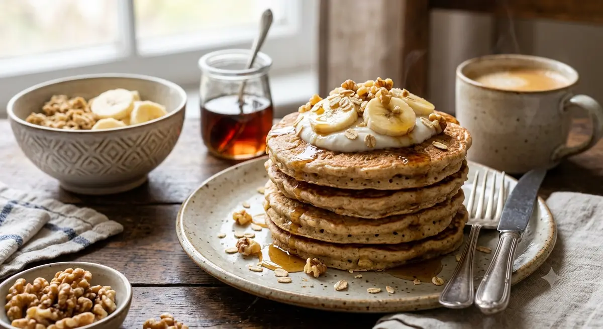 Vegan Banana Oat Pancakes